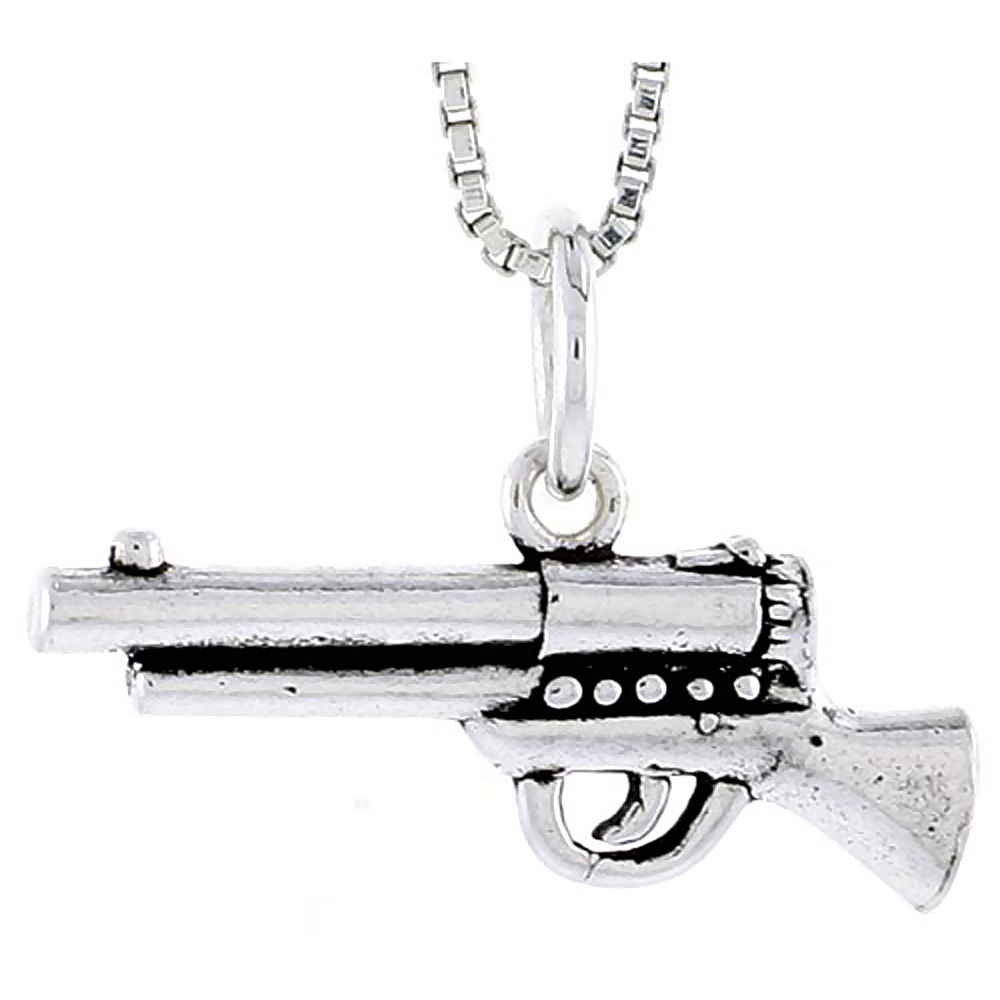 Sterling Silver Pistol Charm 7/8 inch wide