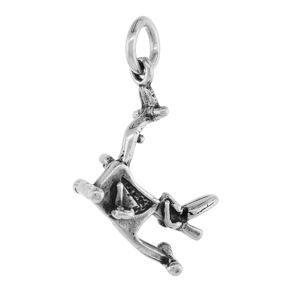 Sterling Silver Stationary Bike Charm 5/8 inch tall