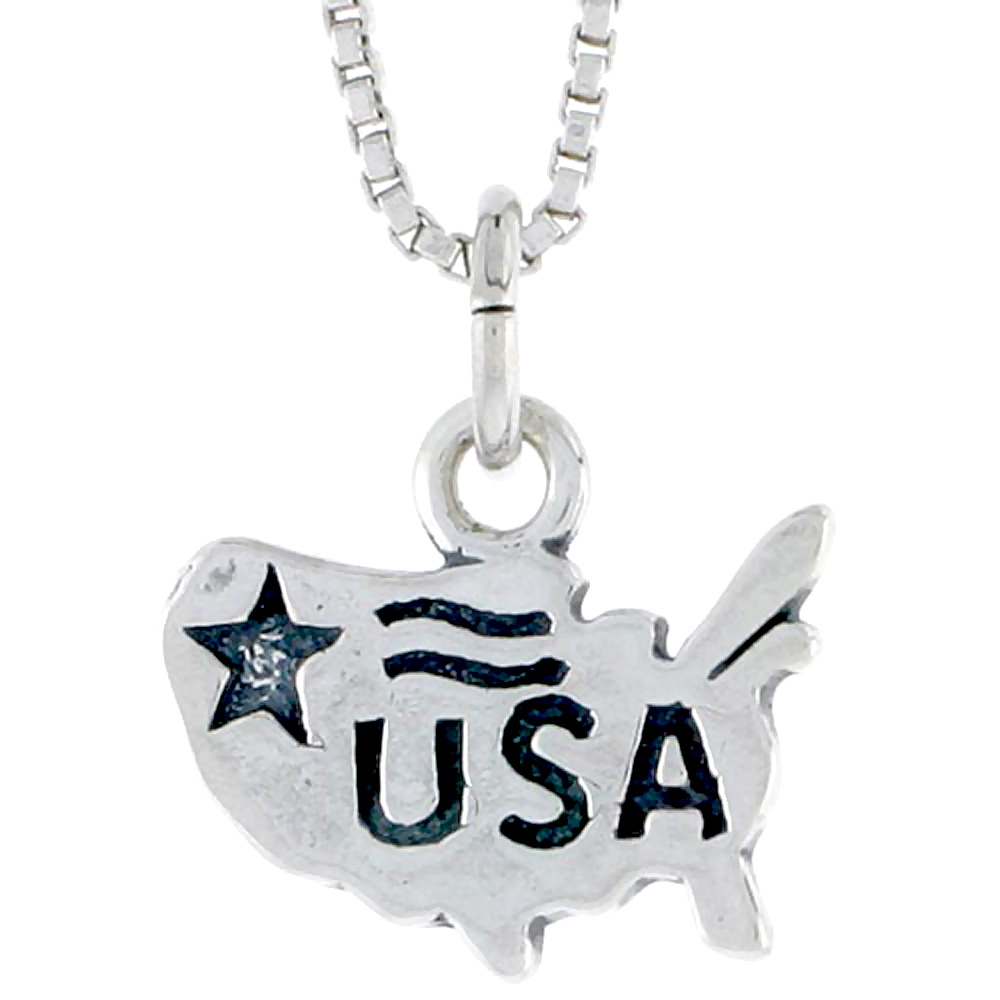 Sterling Silver USA Map Charm 3/8 inch tall