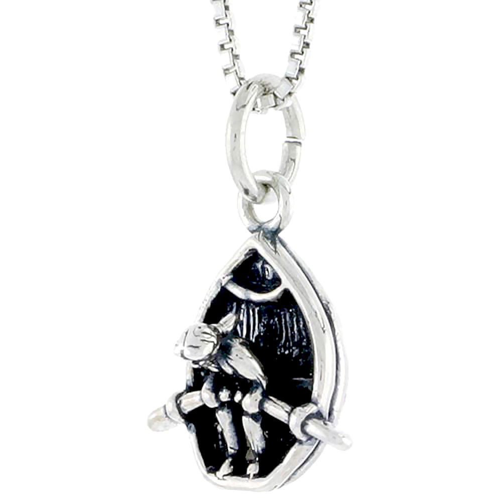 Sterling Silver Girl Row Boating Charm 1/2 inch tall