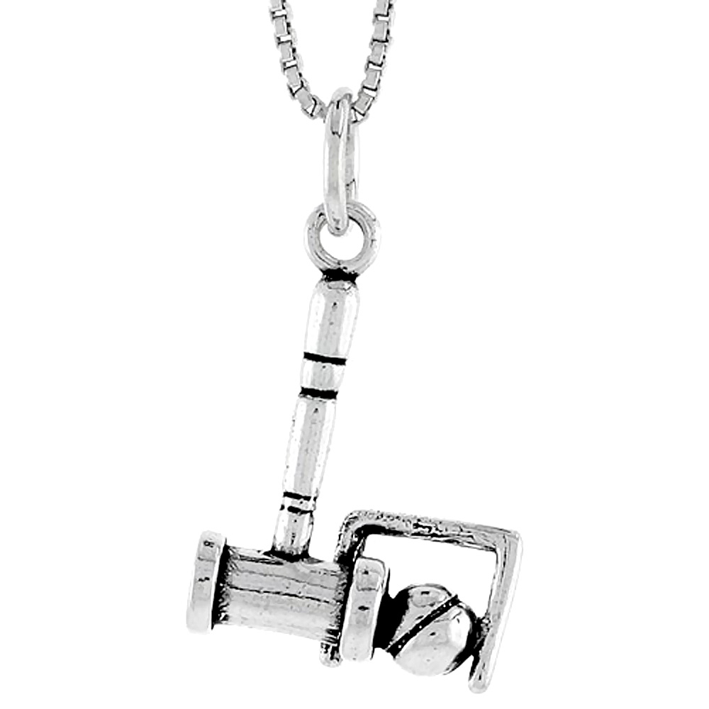 Sterling Silver Croquet Stick and Ball Charm 3/4 inch tall
