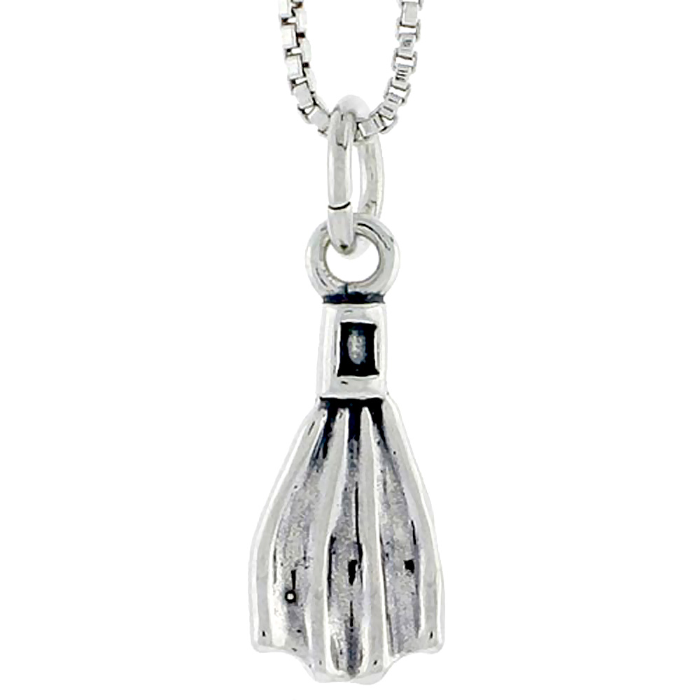 Sterling Silver Scuba Diving Fin Charm 5/8 inch tall