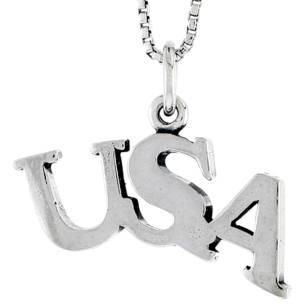 Sterling Silver USA Word Charm 1/2 inch tall
