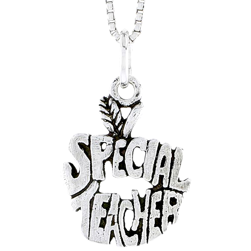 Sterling Silver Special Teacher Word Charm 3/4 inch tall