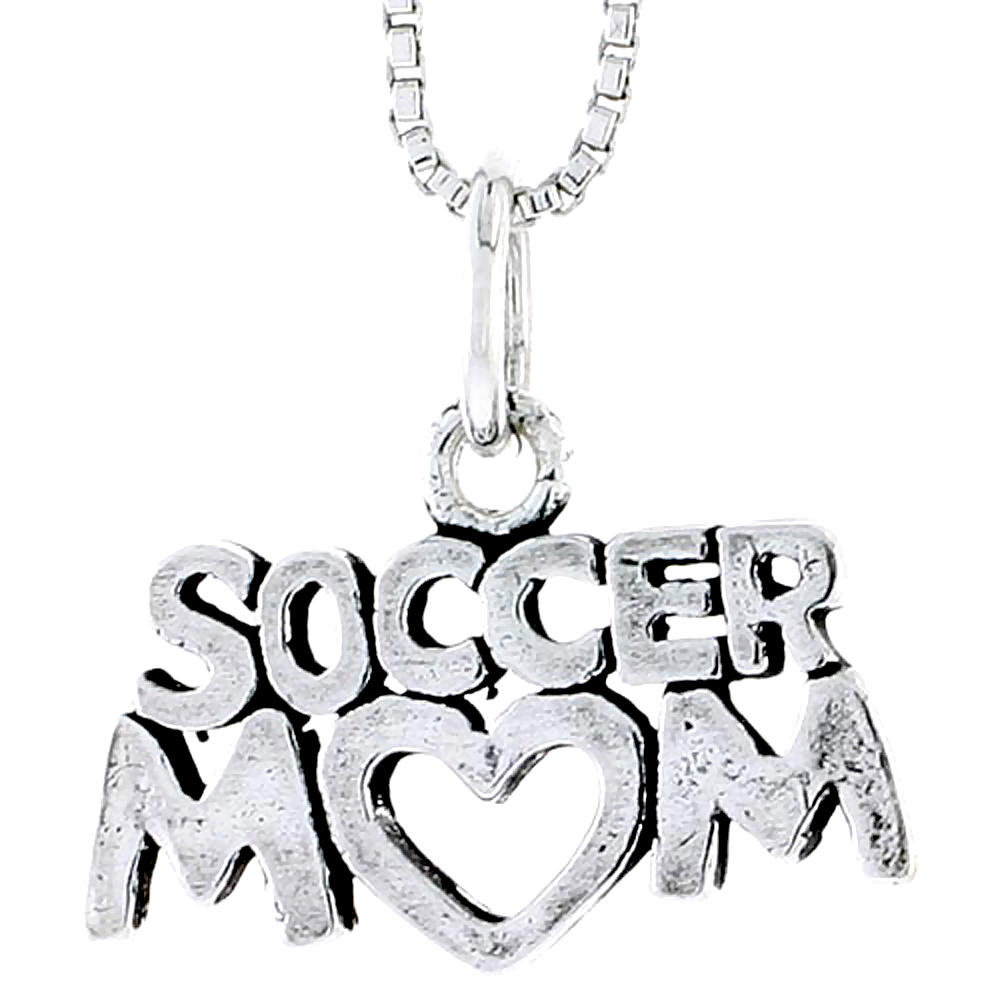 Sterling Silver Soccer Mom Word Charm 1/2 inch tall