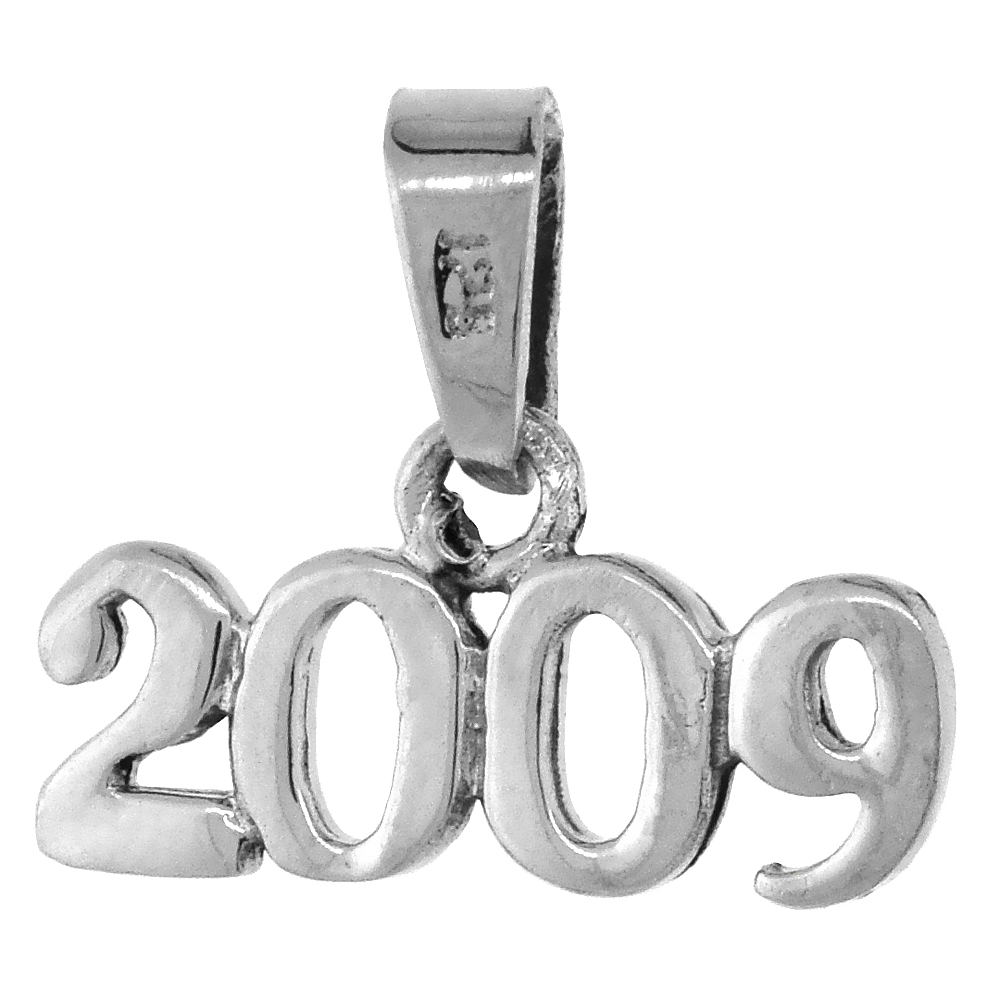 Sterling Silver 2009 Word Charm 1/4 inch tall
