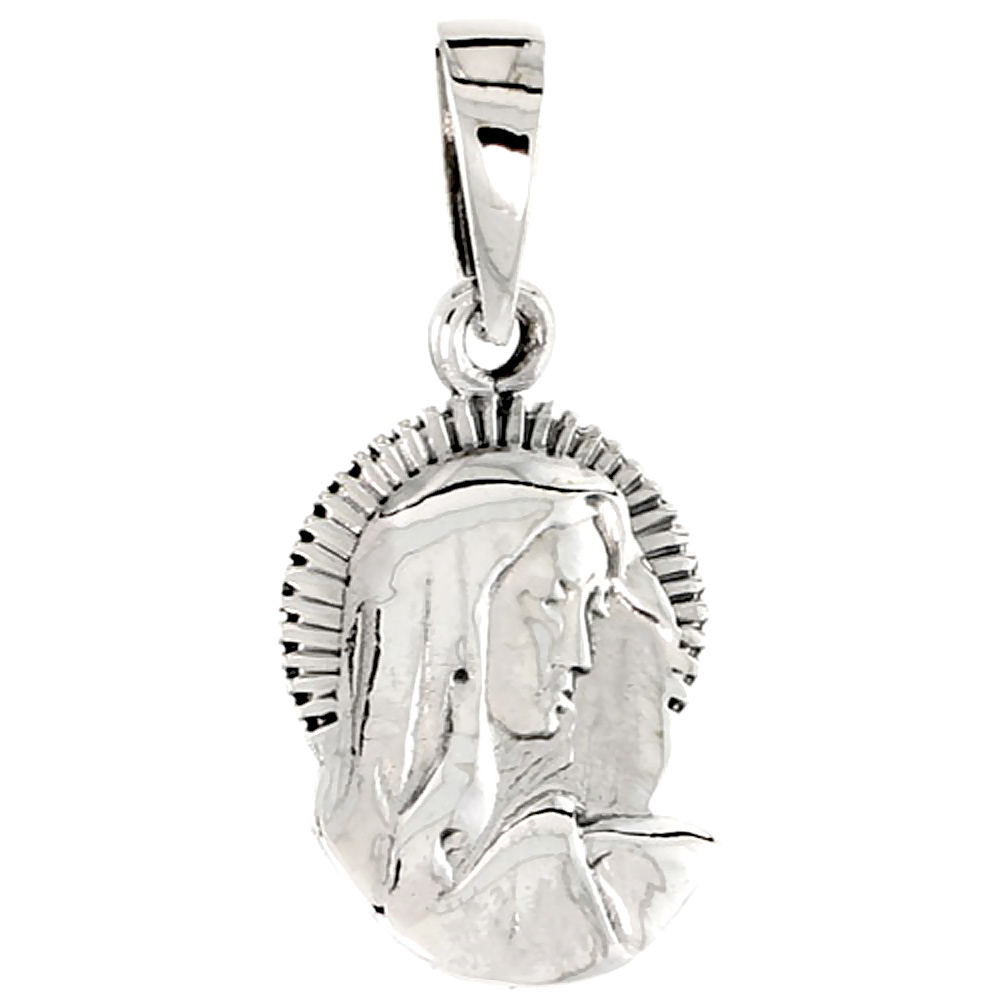 Sterling Silver Blessed Virgin Mary Charm 3/4 inch tall