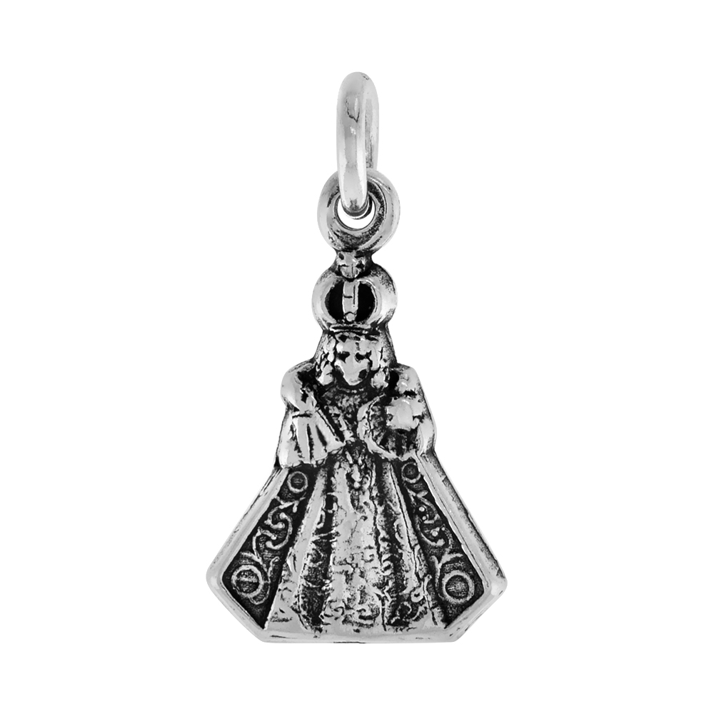 Sterling Silver Infant Jesus of Prague Charm 3/4 inch tall