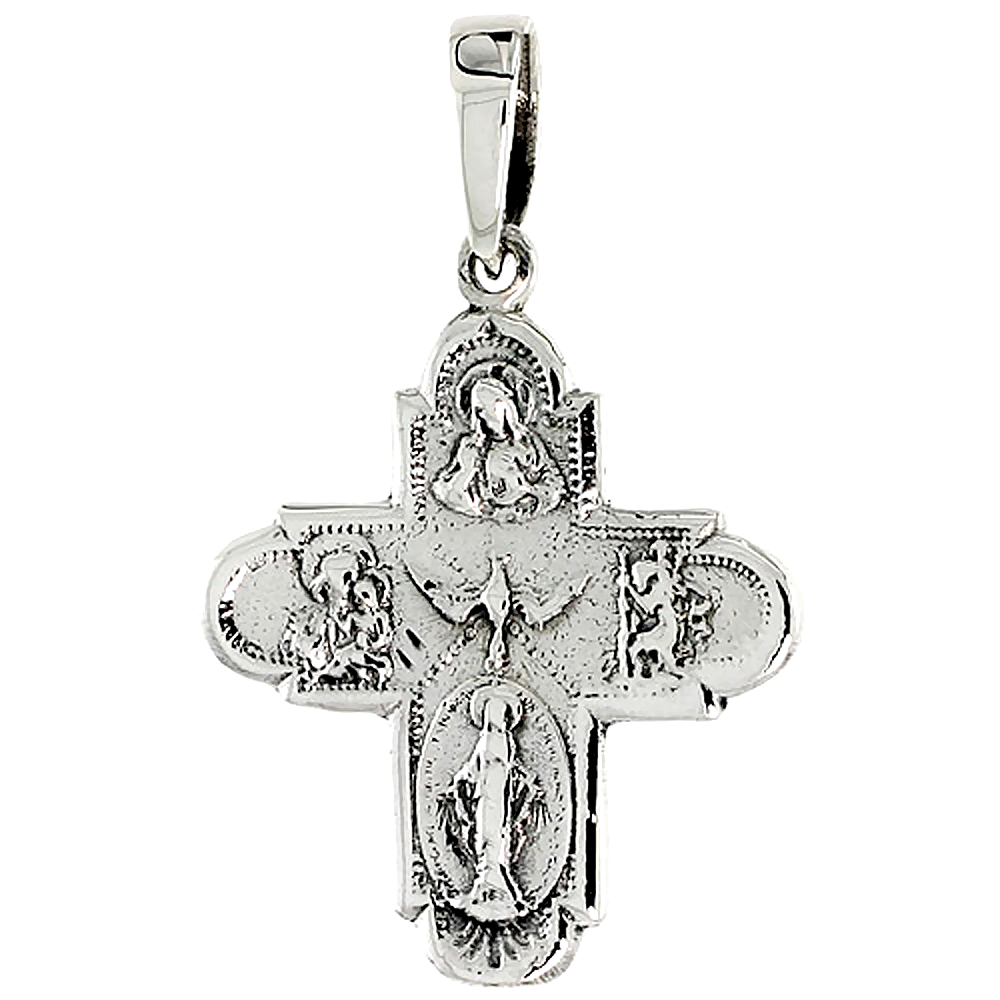 Sterling Silver 4-way Cross 1 inch tall