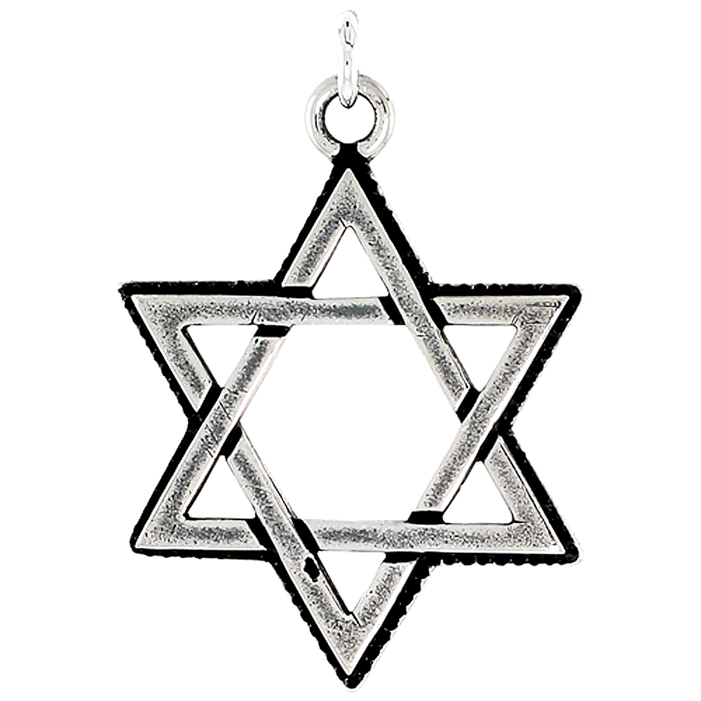 Sterling Silver Star of David Charm 1 1/8 inch tall