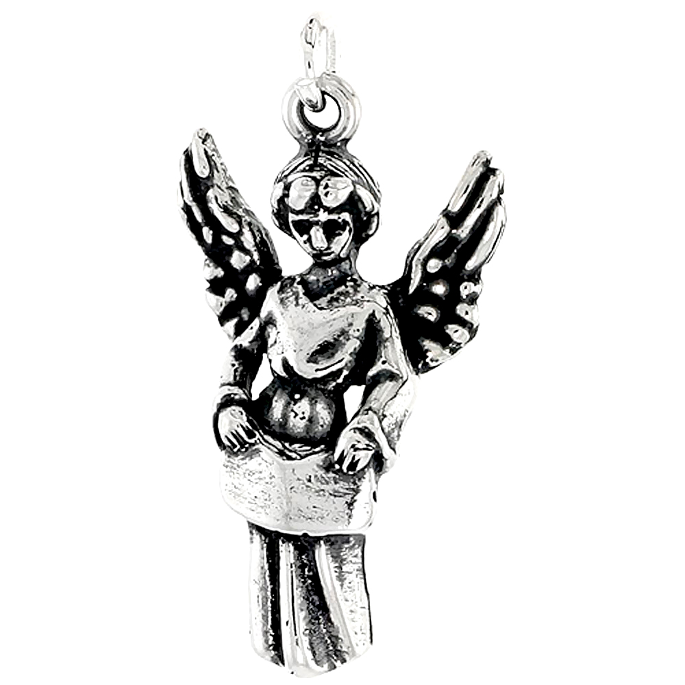 Sterling Silver Guardian Angel Charm 1 inch tall