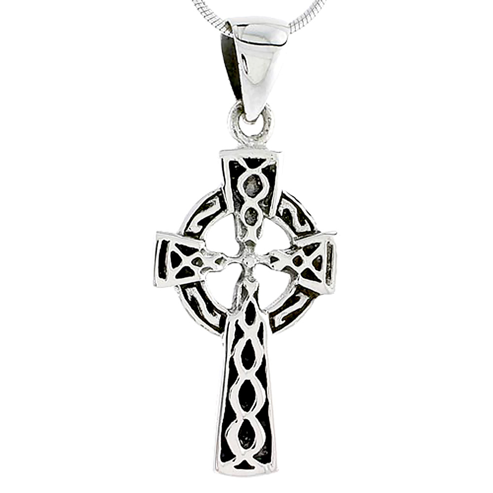 Sterling Silver Iona Celtic Cross for Men Charm 1 1/4 inch