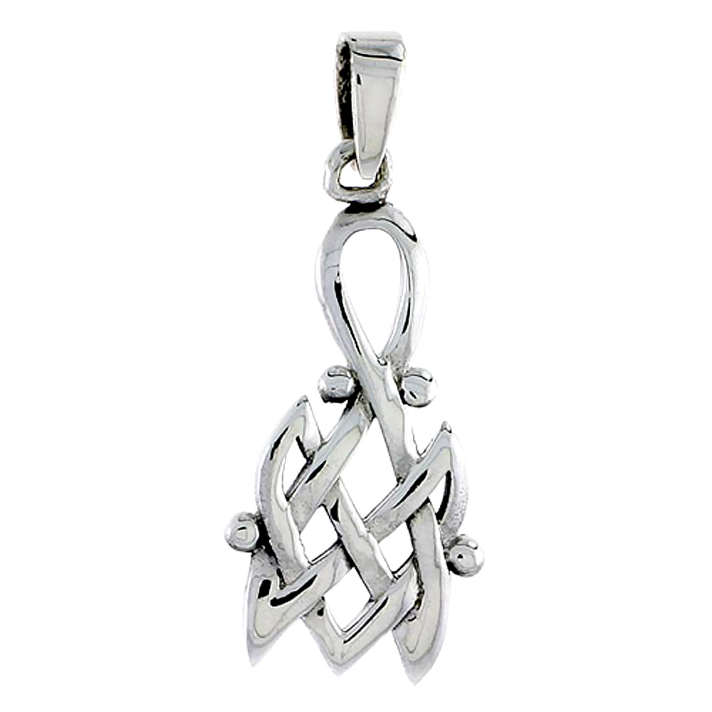 Sterling Silver Celtic Lovers Knot Charm Pendant 1 inch