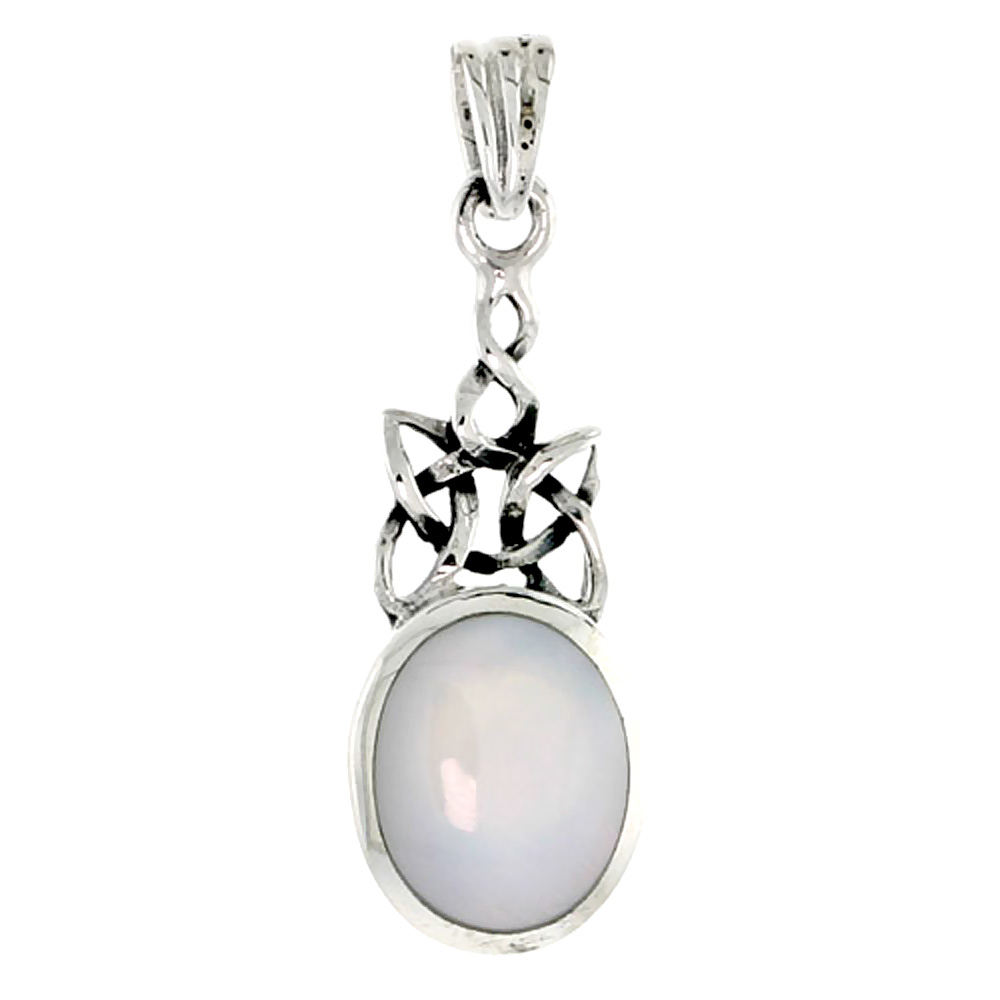 Sterling Silver Mother of Pearl Celtic Love Knot Charm Pendant 1 inch