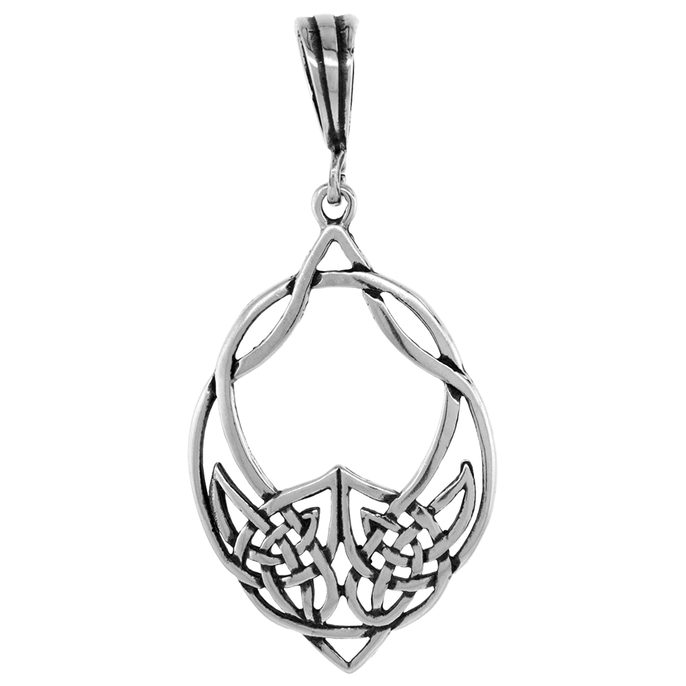 Sterling Silver Celtic Knot Charm Pendant Open Cutout 1 3/8 inch