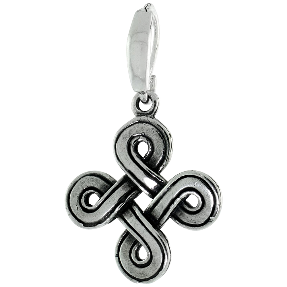 Small Sterling Silver Bowen Celtic Knot Charm Pendant 1 1/8 inch
