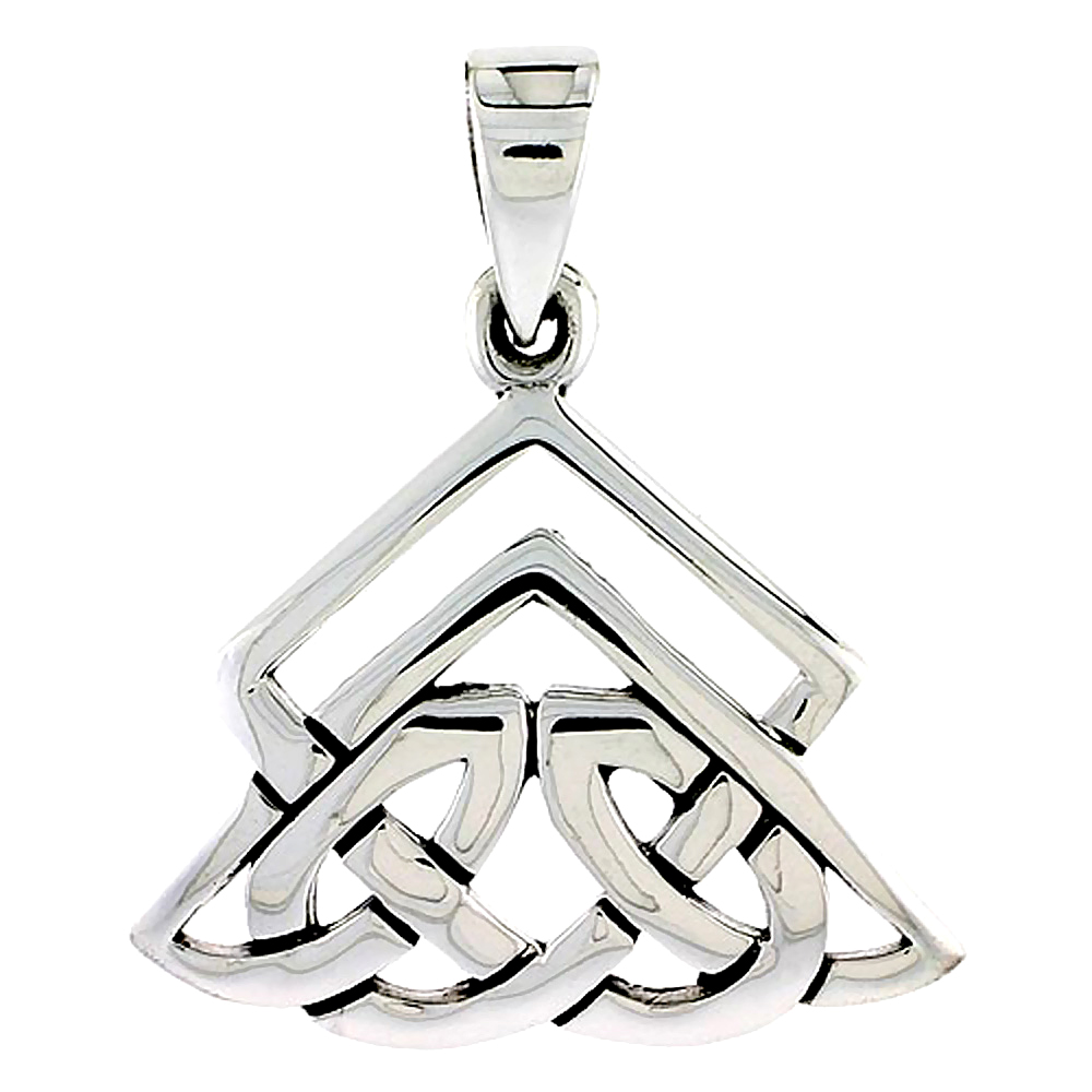 Small Sterling Silver Chevron Dara Celtic Knot Charm 1 inch