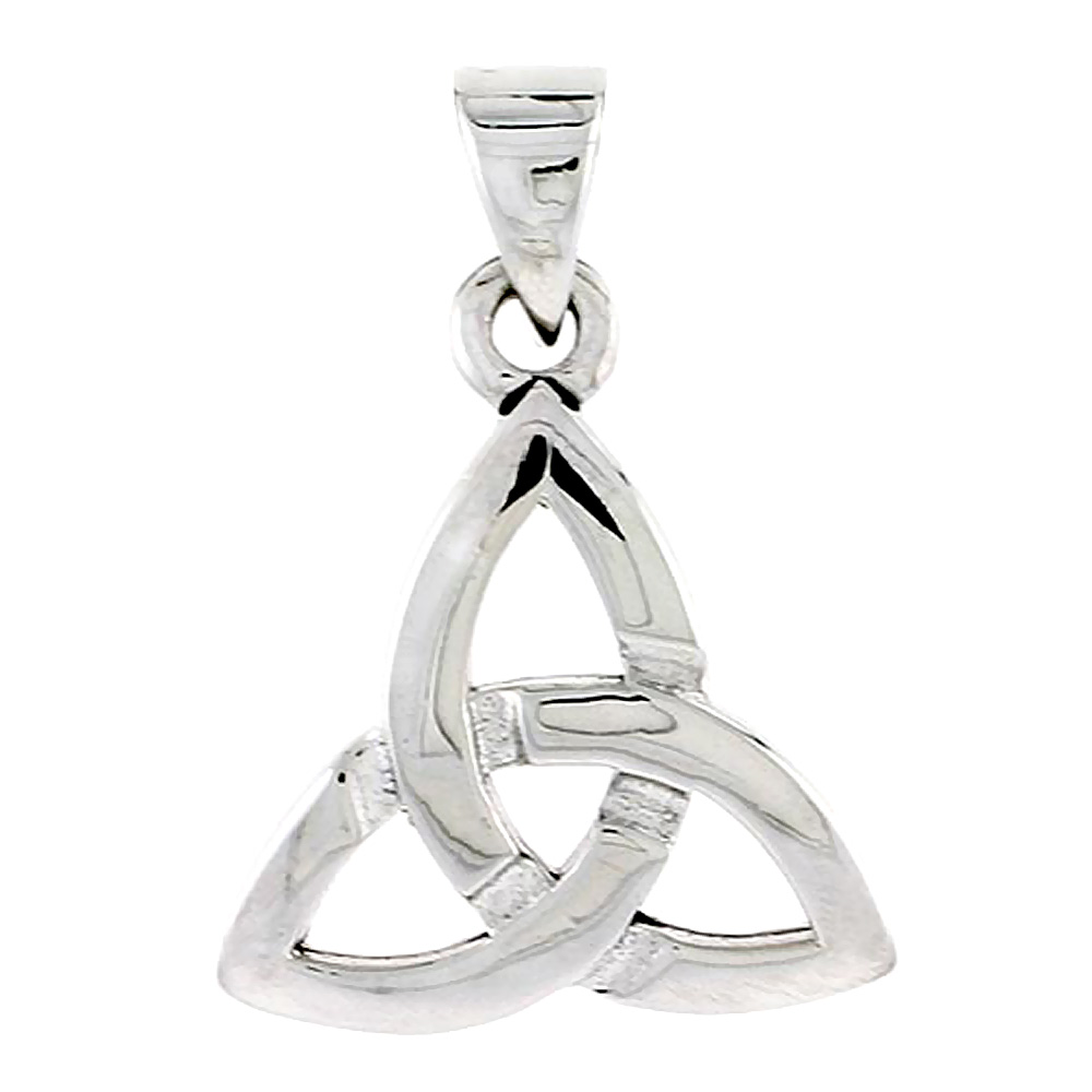 Small Sterling Silver Plain Triquetra Celtic Knot Trinity Charm Pendant 3/4 inch