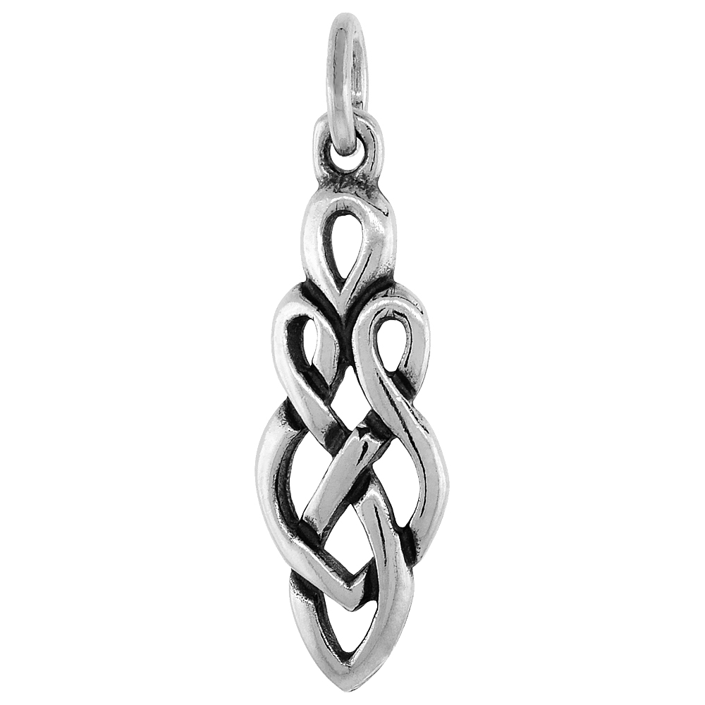 Small Sterling Silver Goddess Celtic Knot Charm Pendant 1 inch