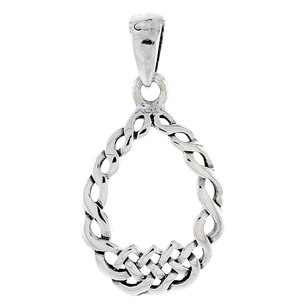 Small Sterling Silver Teardrop Celtic Knot Charm Pendant 7/8 inch