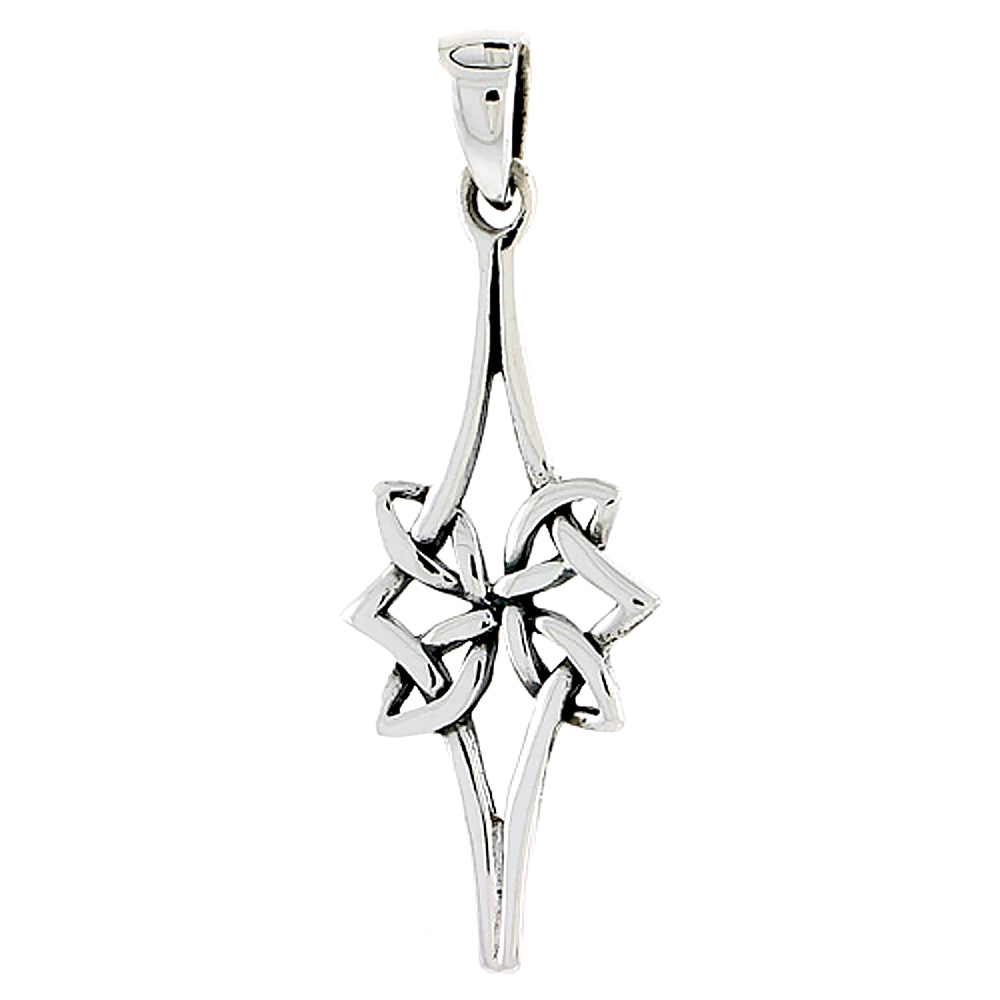 Small Sterling Silver Celtic Quaternary Knot of eternity Pendant 1 1/4 inch