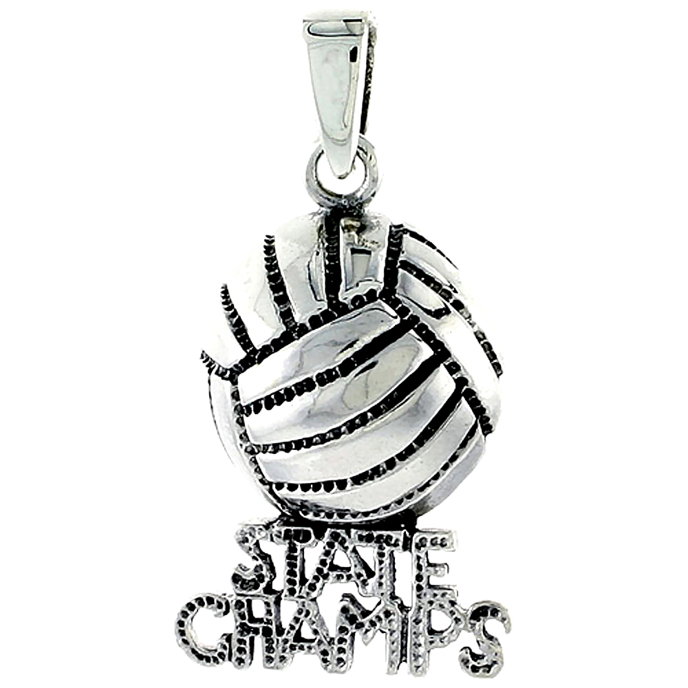 Sterling Silver State Champs Volleyball Word Charm 7/8 inch tall