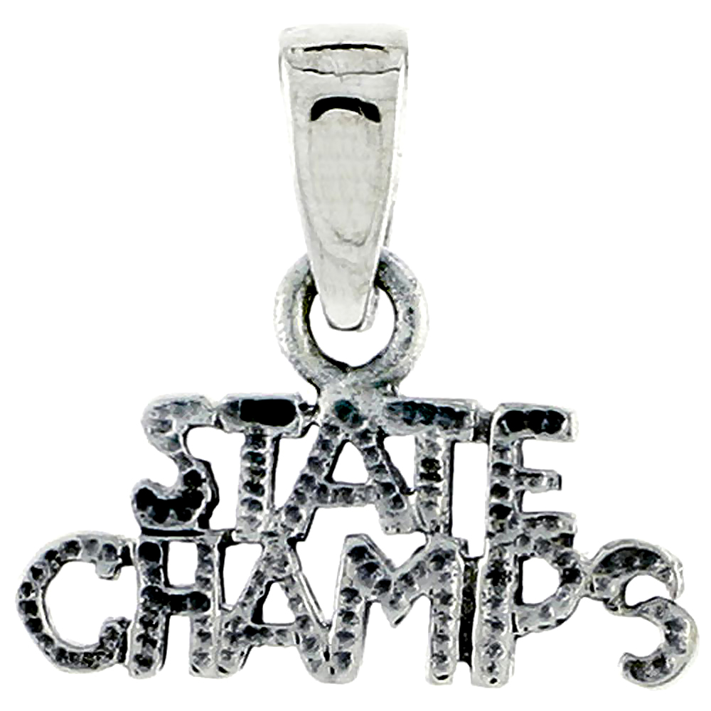 Sterling Silver State Champs Word Charm 5/8 inch wide