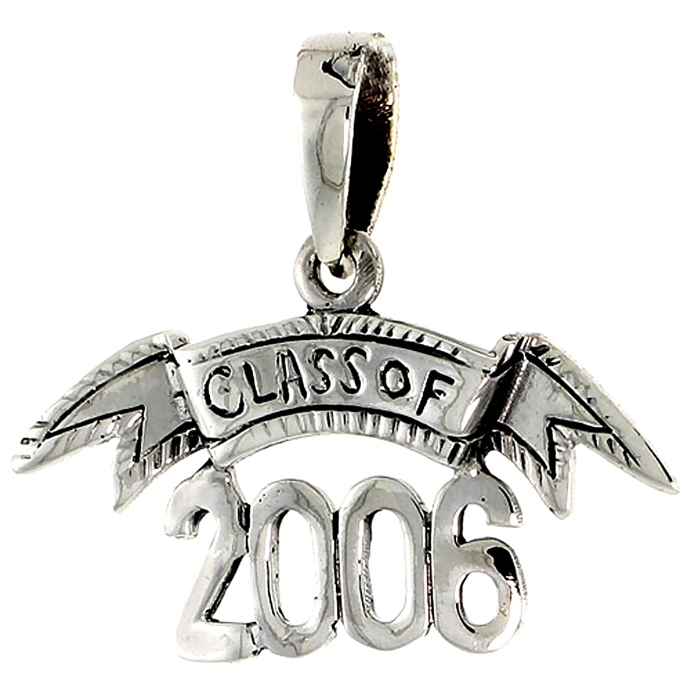 Sterling Silver Class of 2006 Word Charm 1 1/16 inch wide