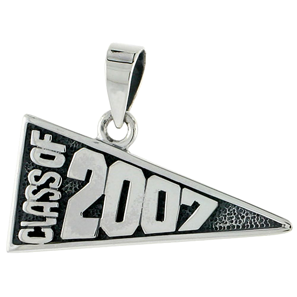 Sterling Silver Class of 2007 Graduation Charm 1 1/8 inch wide