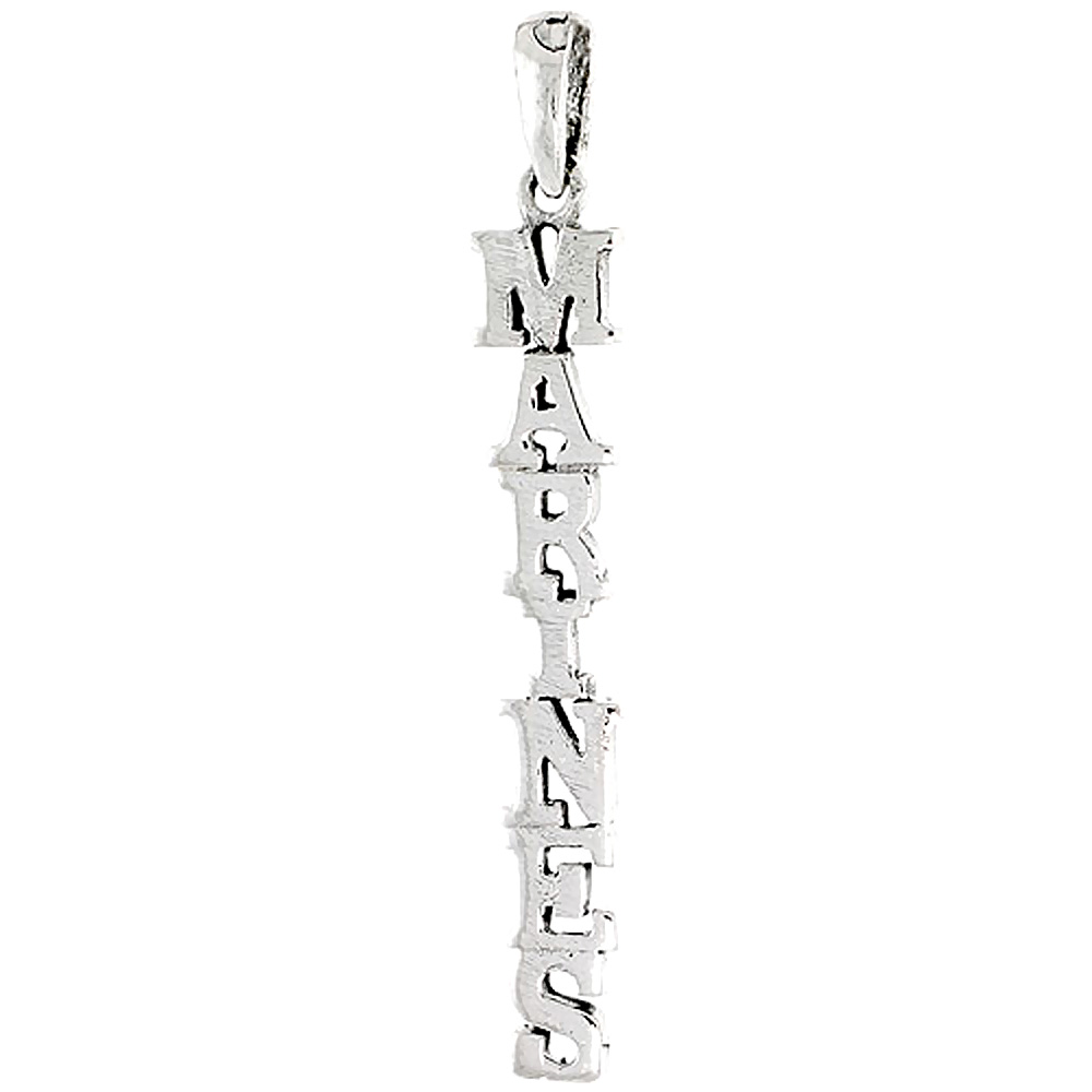 Sterling Silver MARINES Word Charm 1 1/2 inch tall