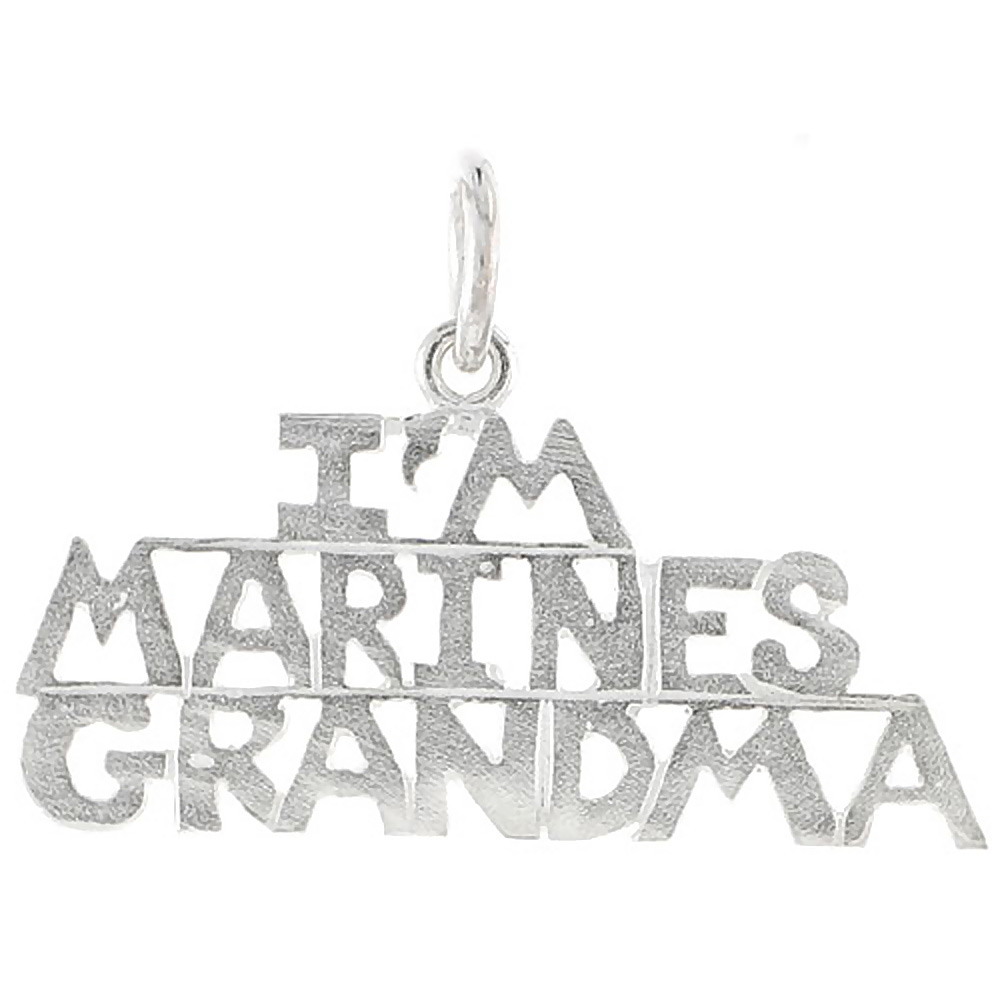 Sterling Silver I'M MARINES GRANDMA Word Charm 1 1/8 inch wide