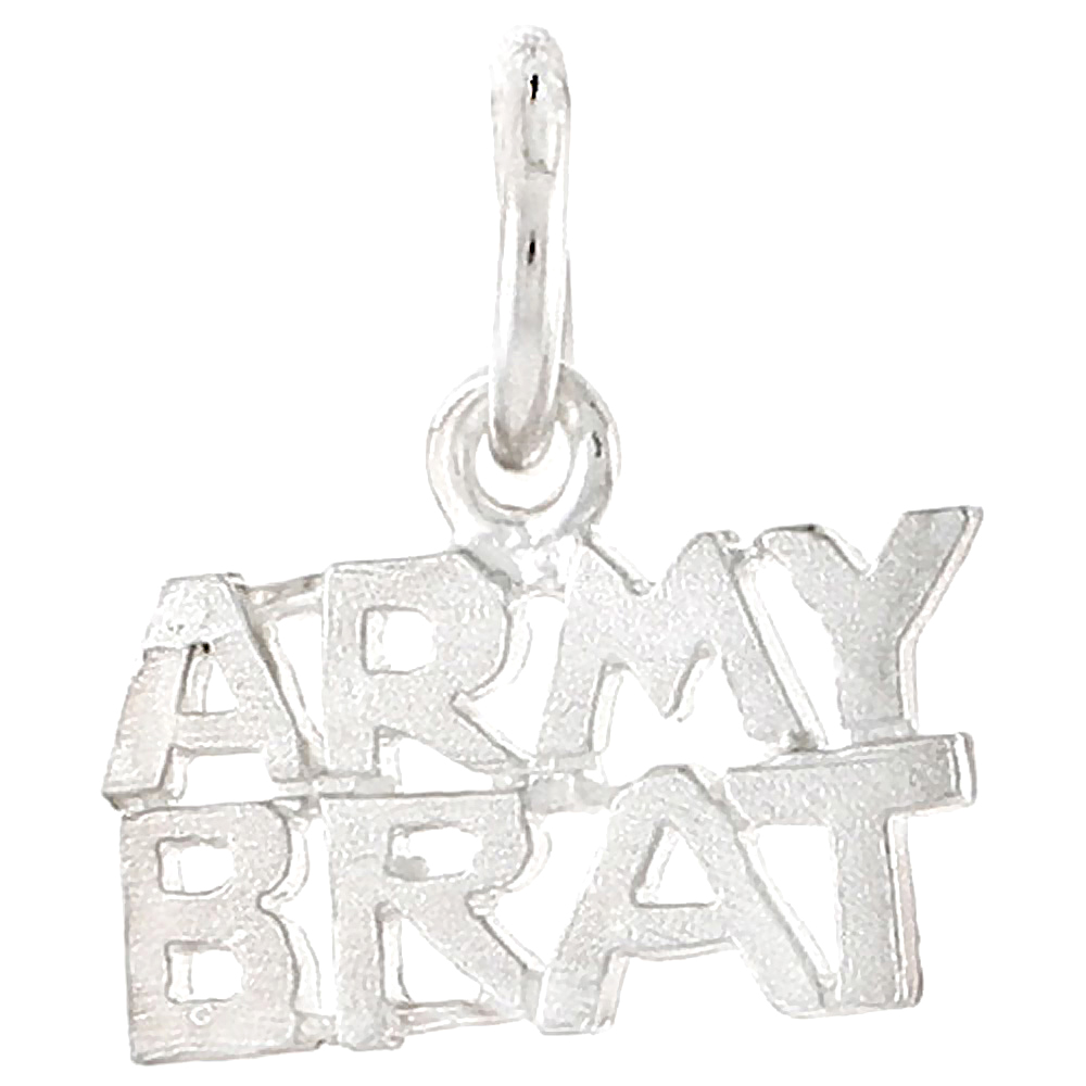 Sterling Silver ARMY BRAT Word Charm 5/8 inch wide