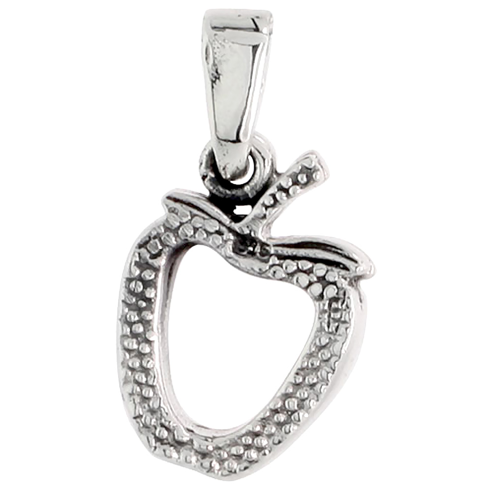 Sterling Silver Mini Photo Frame Apple Cut-out Charm 1/2 inch tall