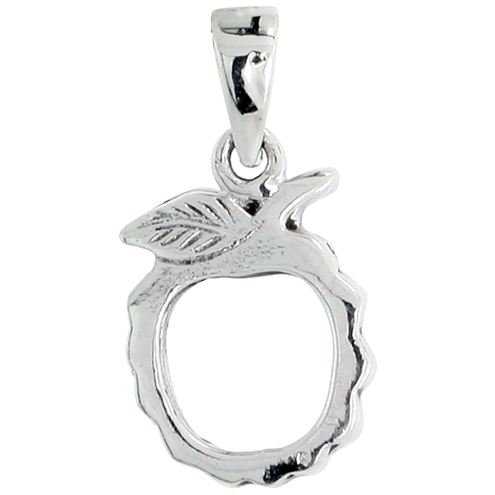 Sterling Silver Mini Photo Frame Apple Cut-out Charm 5/8 inch tall