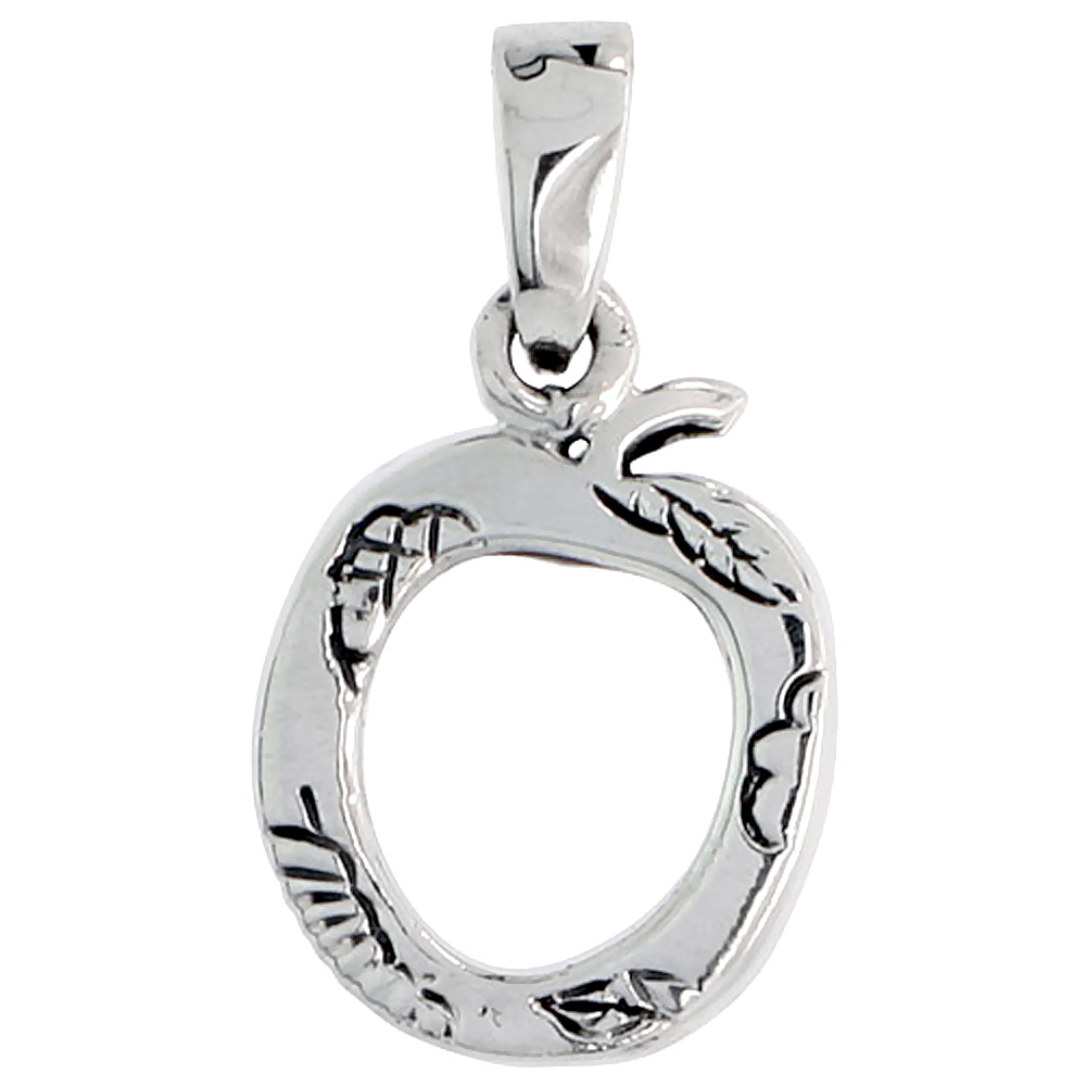 Sterling Silver Mini Photo Frame Apple Cut-out Charm 5/8 inch tall