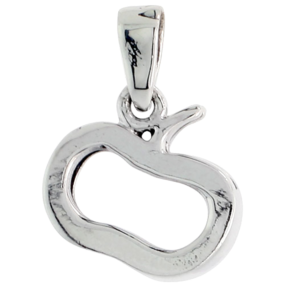 Sterling Silver Mini Photo Frame Apple Cut-out Charm 1/2 inch tall