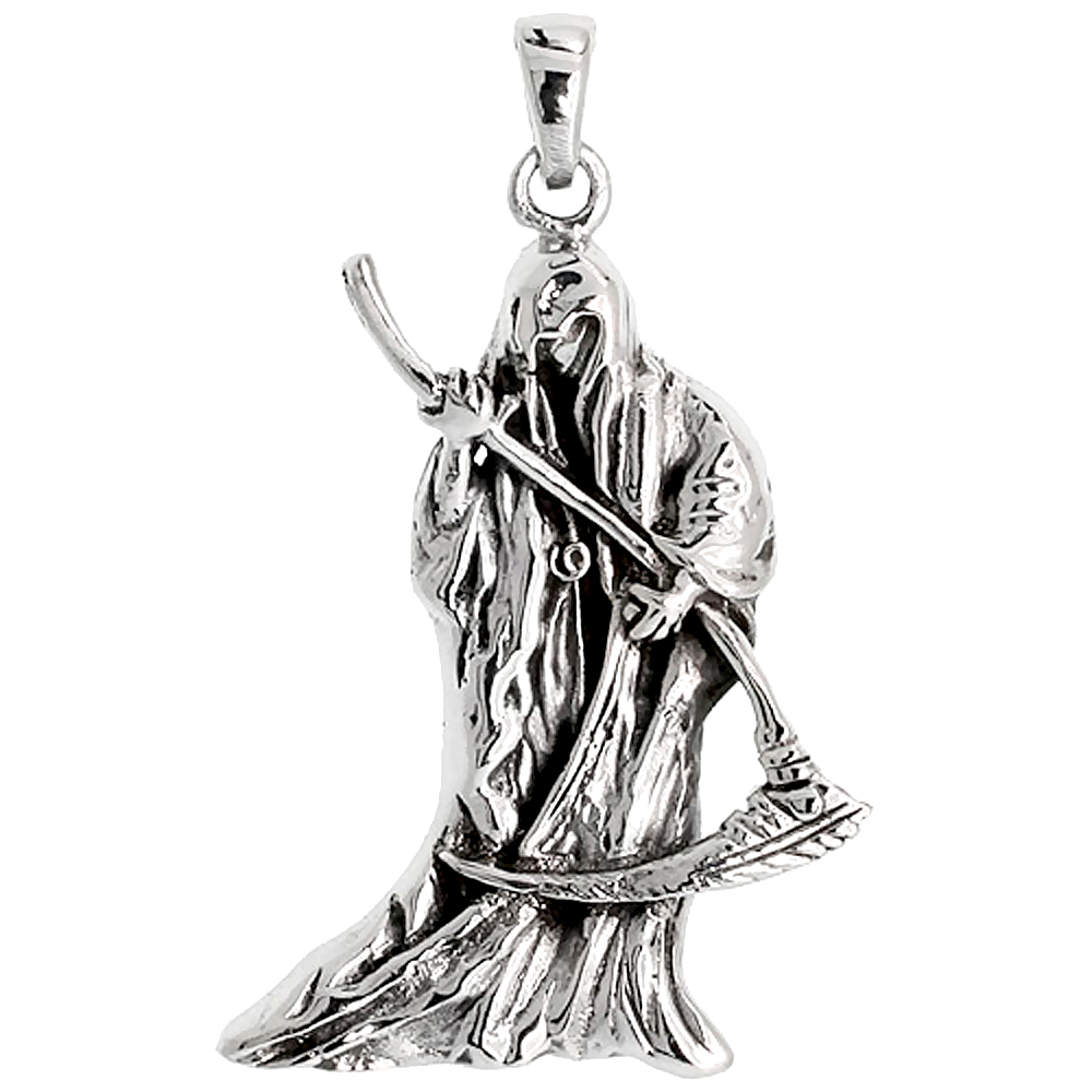 Sterling Silver Grim Reaper Charm 1 1/4 inch tall