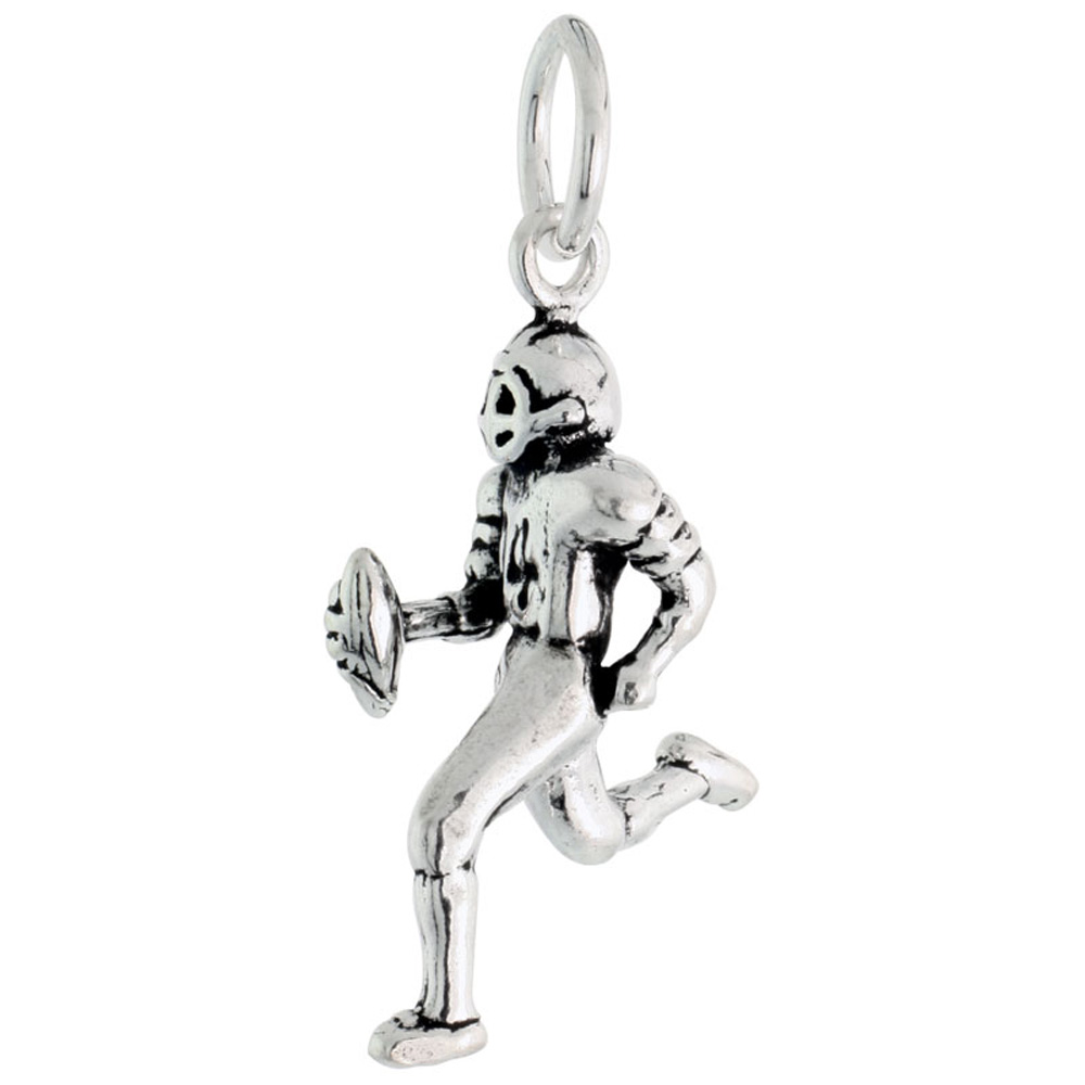 Sterling Silver Football Player Charm 7/8 inch tall