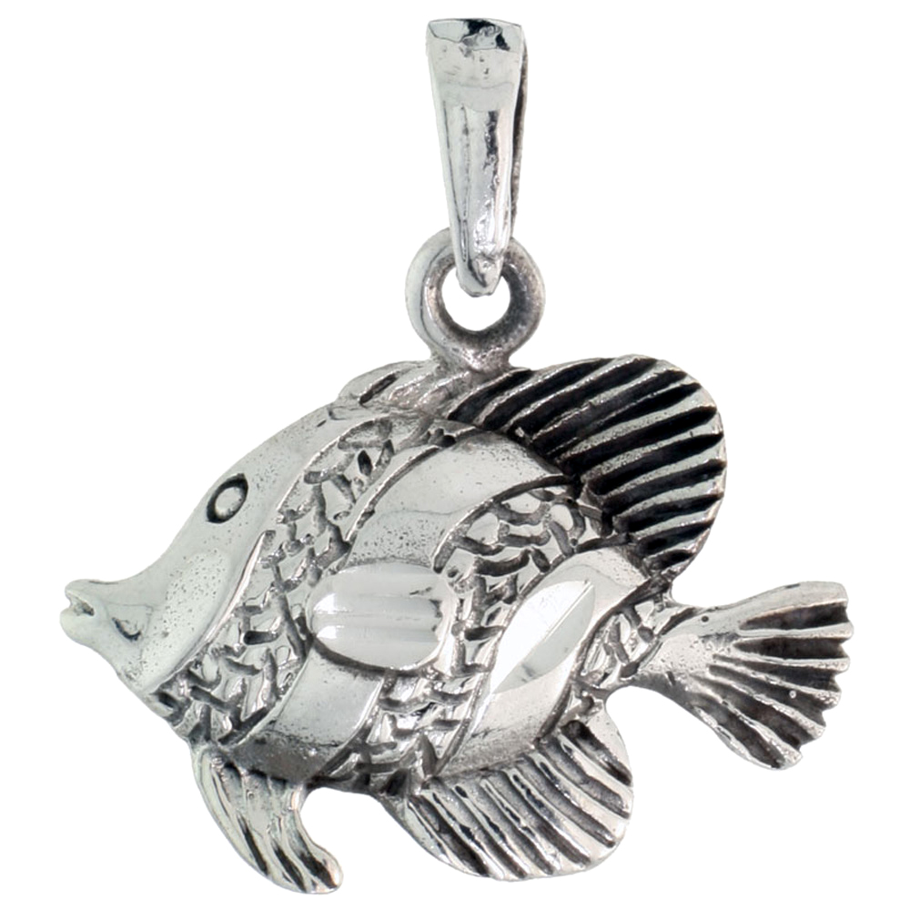 Sterling Silver Fish Charm 7/8 inch wide