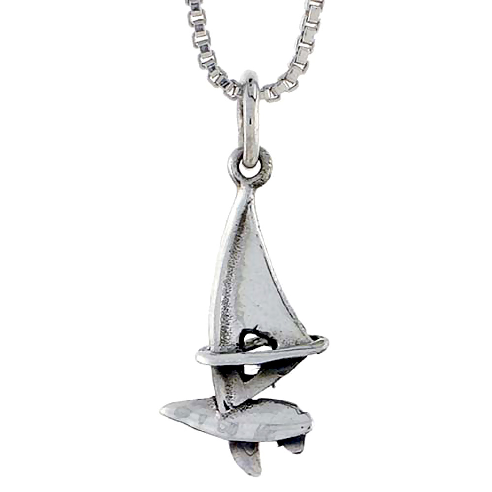 Sterling Silver Sailboat Pendant 1 inch tall