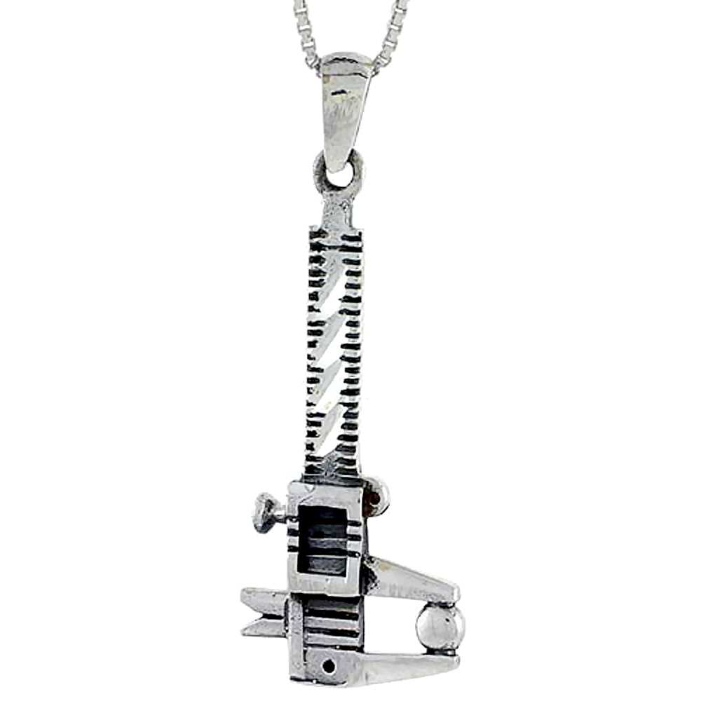 Sterling Silver Caliper Pendant 1 3/4 inch tall