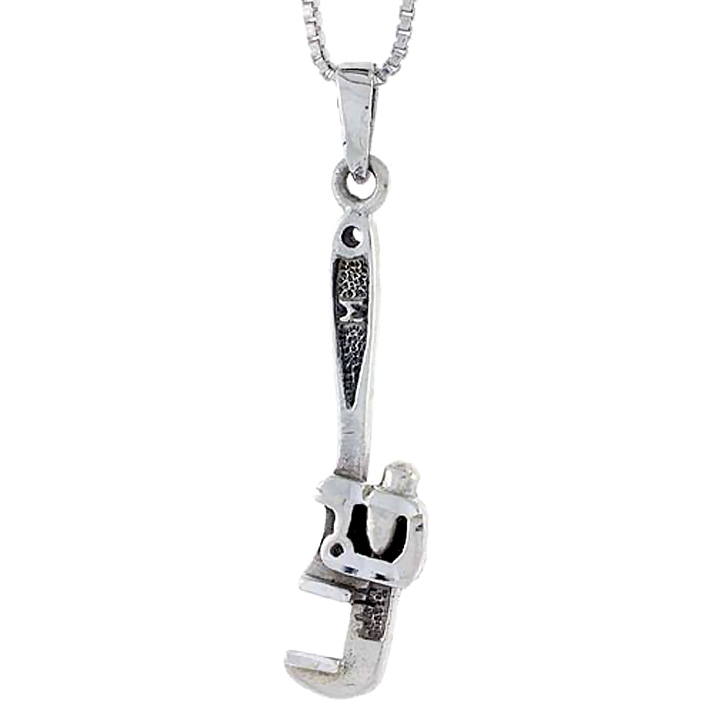 Sterling Silver Wrench Pendant 1 5/8 inch tall