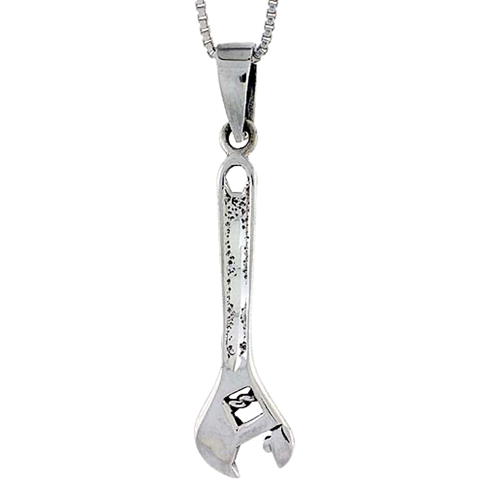 Sterling Silver Wrench Pendant 1 5/8 inch tall