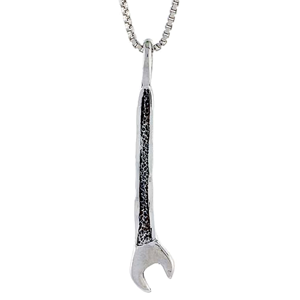 Sterling Silver Wrench Pendant 1 3/8 inch tall