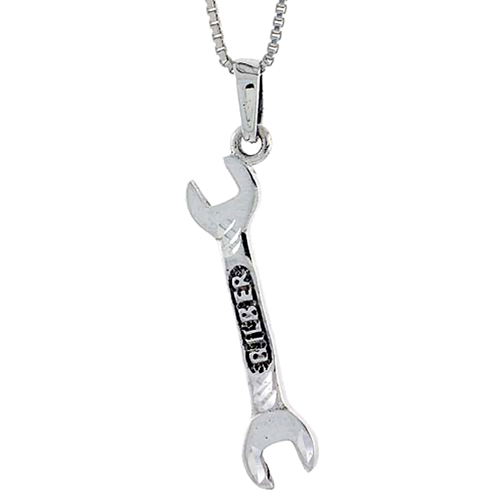 Sterling Silver Wrench Pendant 1 1/2 inch tall
