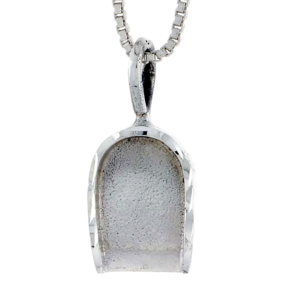 Sterling Silver Dustpan Pendant 3/4 inch tall
