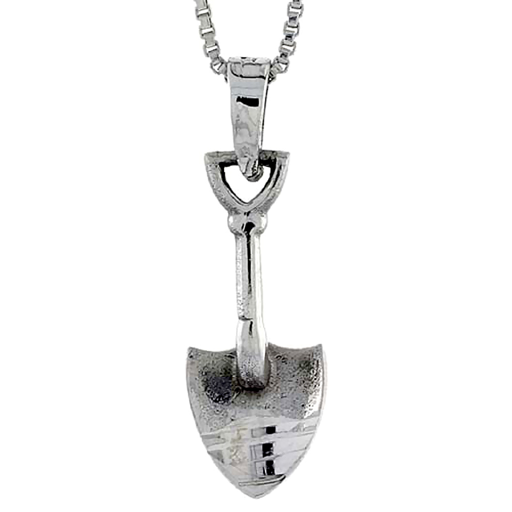 Sterling Silver Shovel Pendant 1 1/8 inch tall