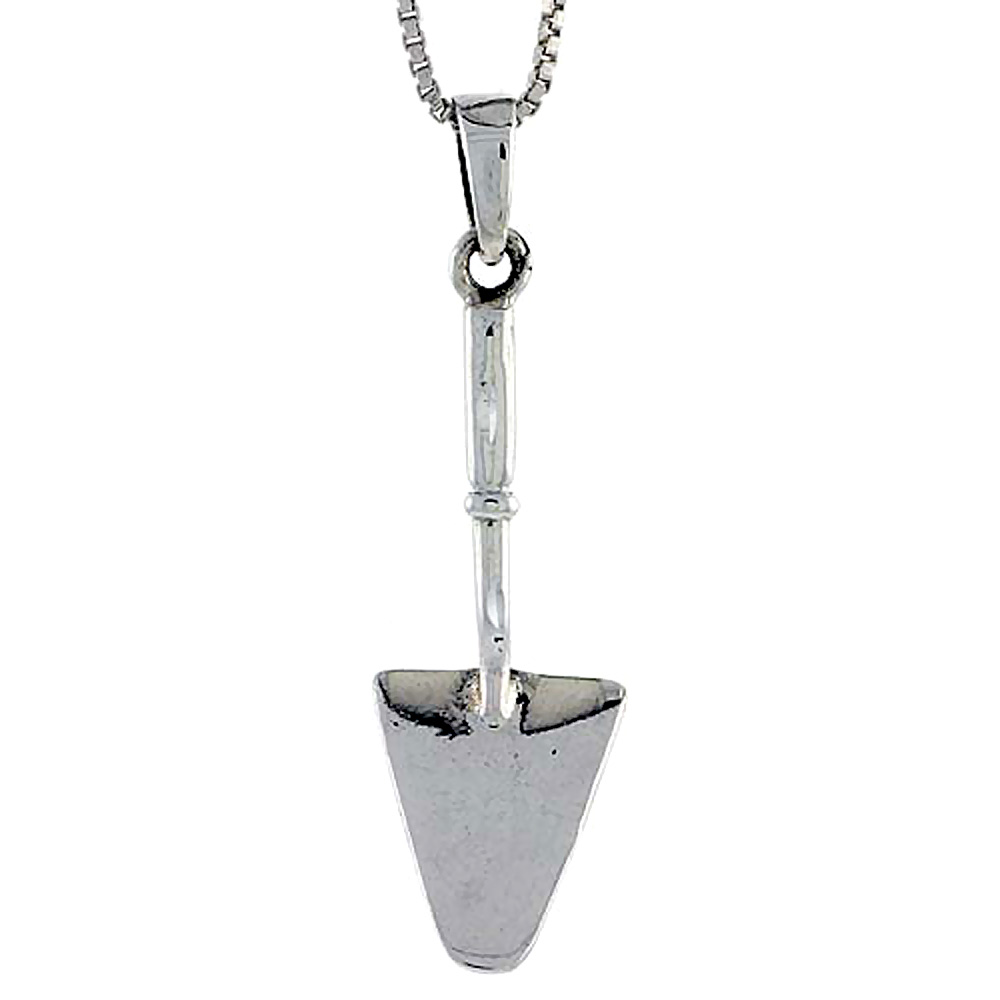 Sterling Silver Shovel Pendant 1 3/4 inch tall