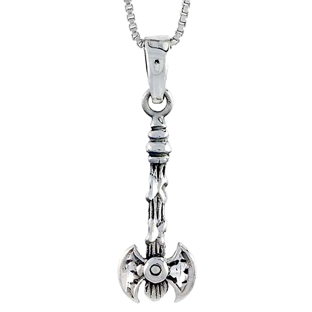 Sterling Silver Double Axe Pendant 1 1/4 inch tall