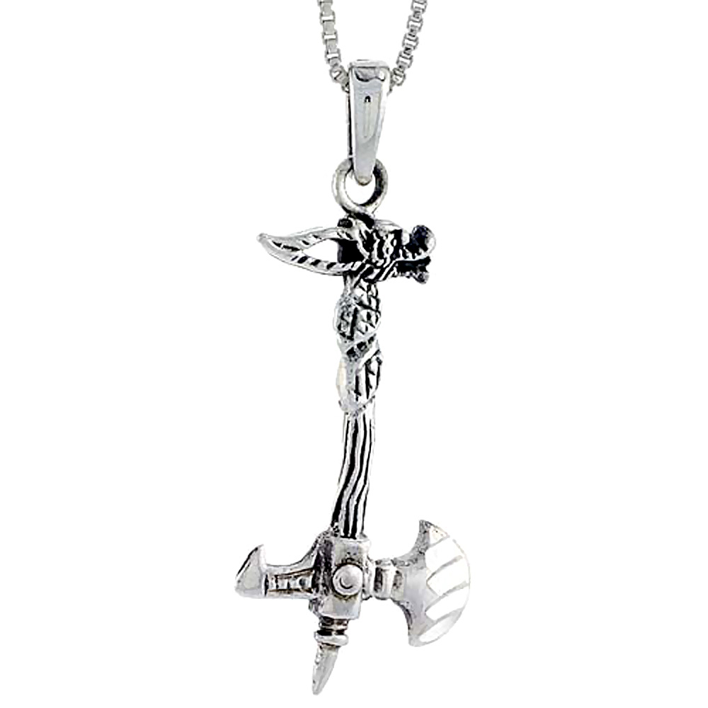 Sterling Silver Axe Pendant 1 1/2 inch tall